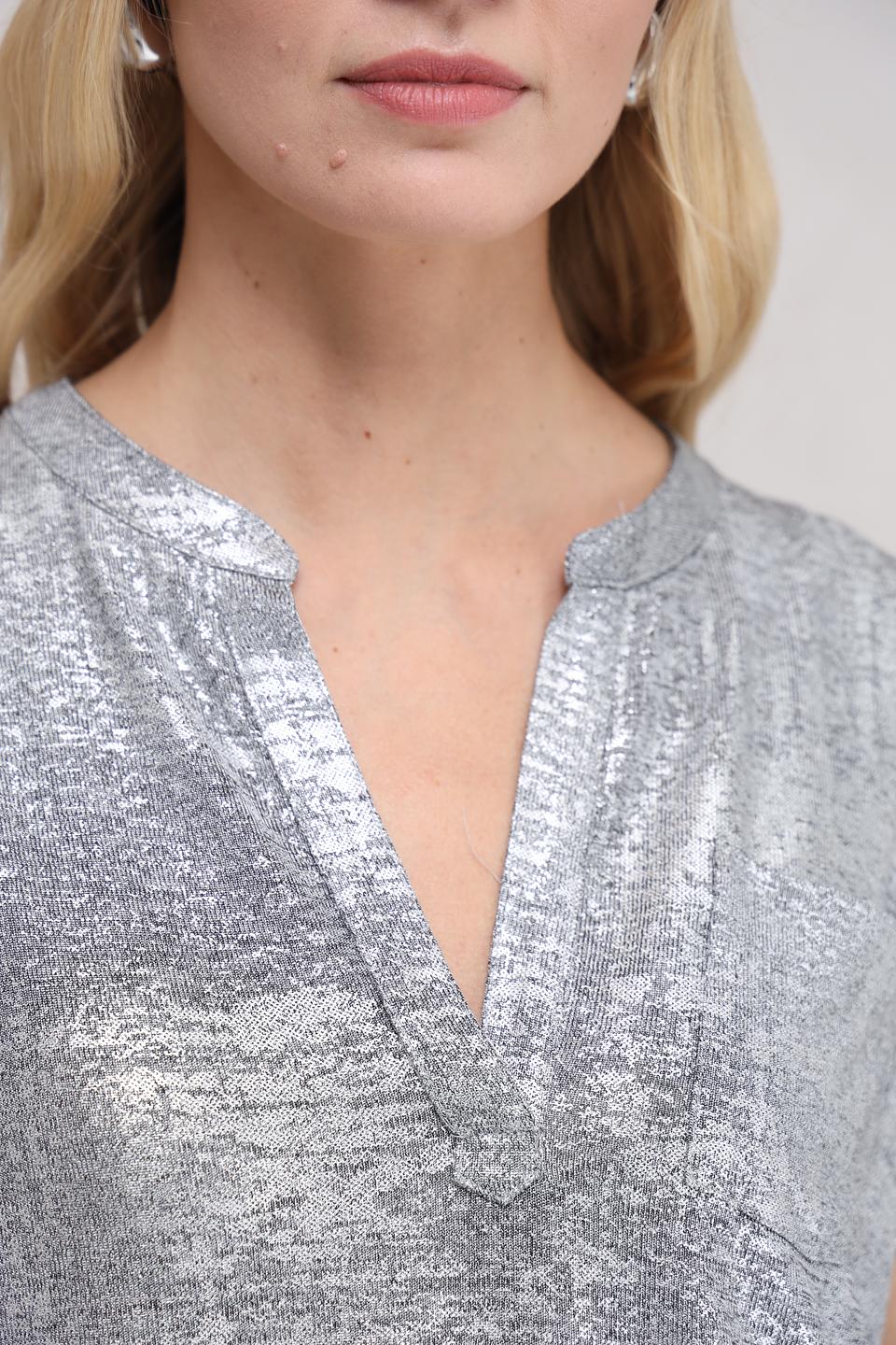 Блуза Monari серебристая с коротким рукавом