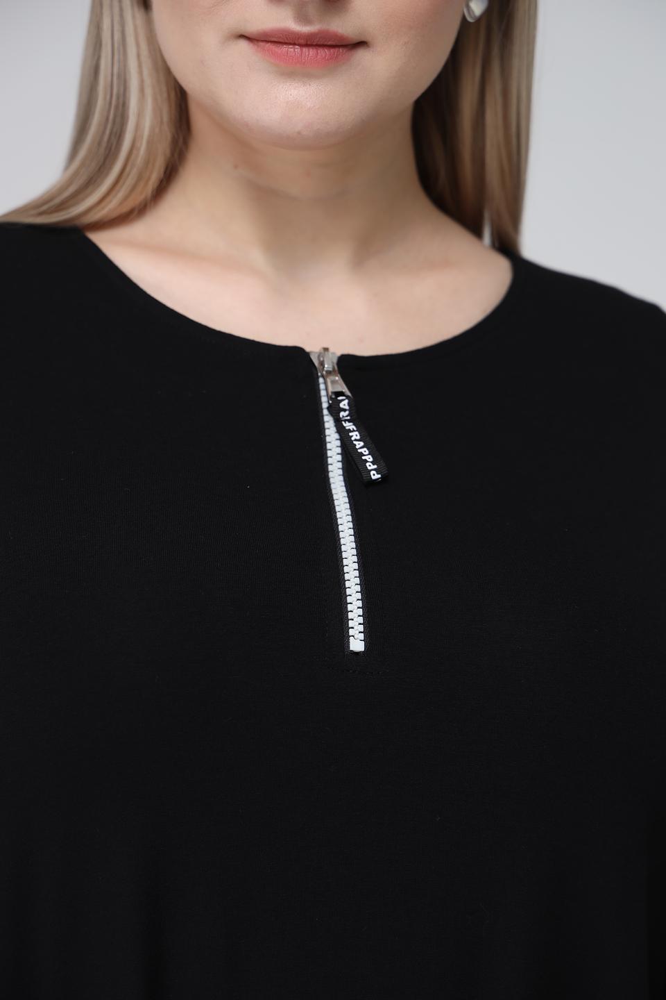 Блуза Frapp с молнией черная