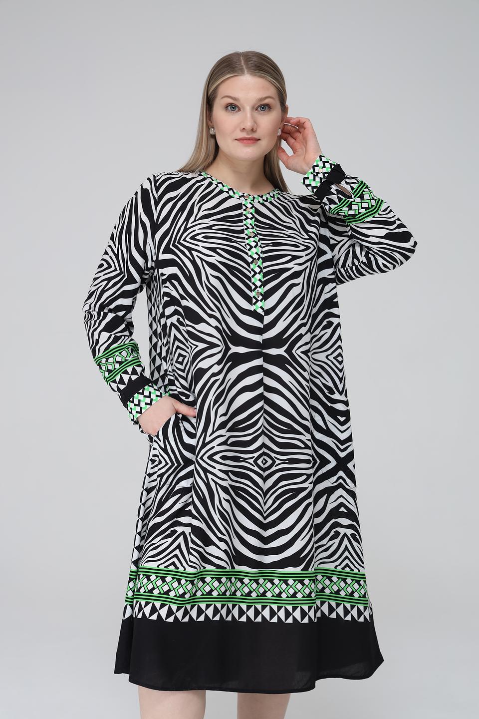 Платье Frapp приталенное зебра