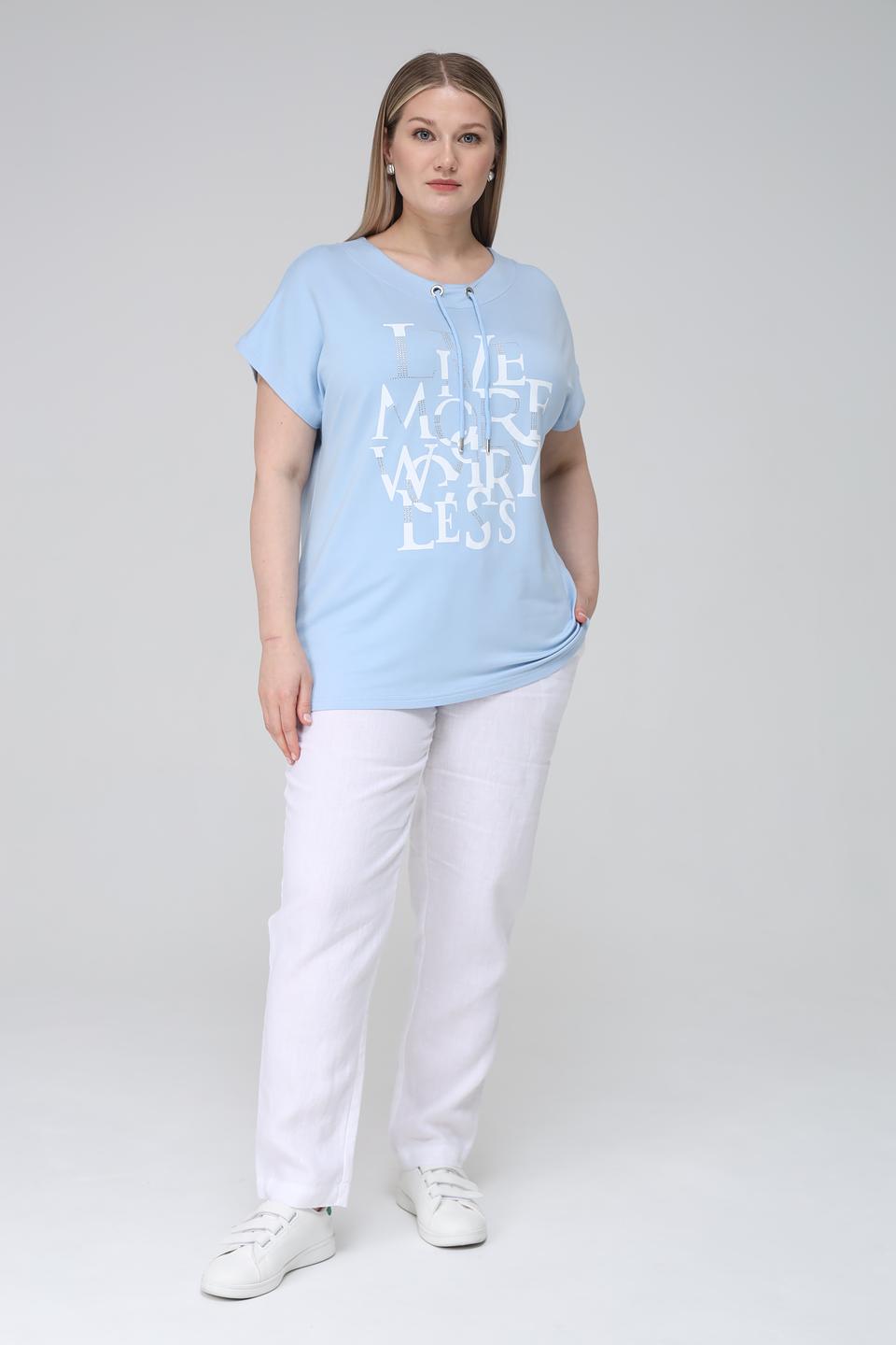Футболка Doris Streich с принтом голубая