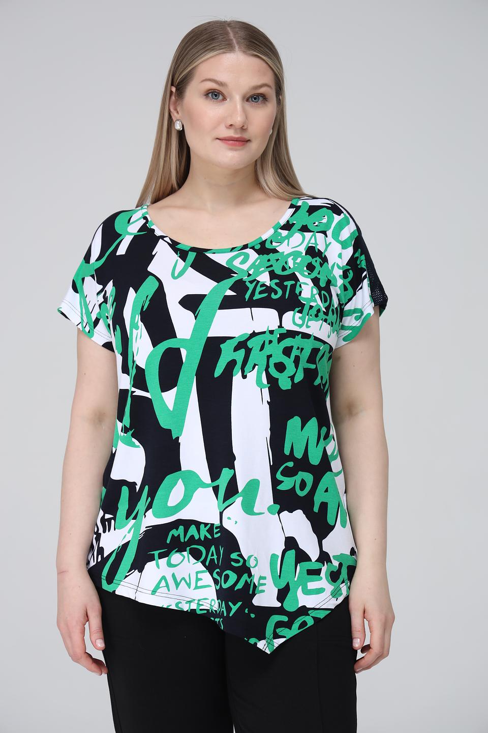 Футболка Doris Streich с принтом, чёрно-зелёная