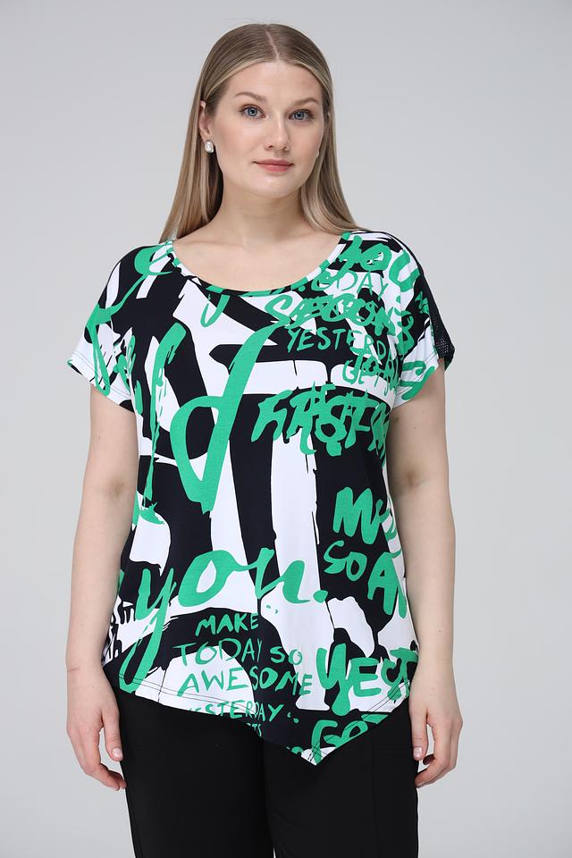 Футболка Doris Streich с принтом, чёрно-зелёная