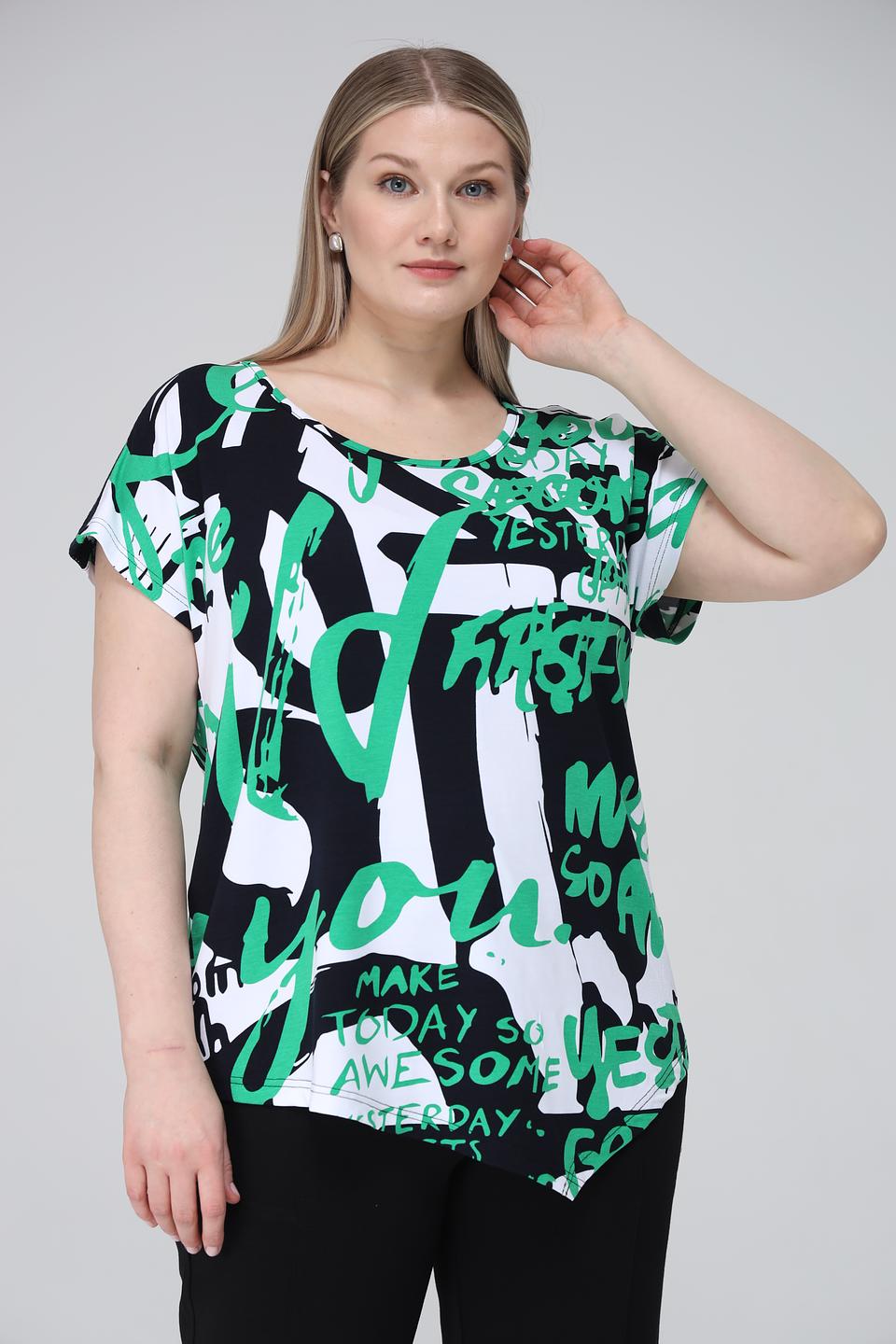 Футболка Doris Streich с принтом, чёрно-зелёная