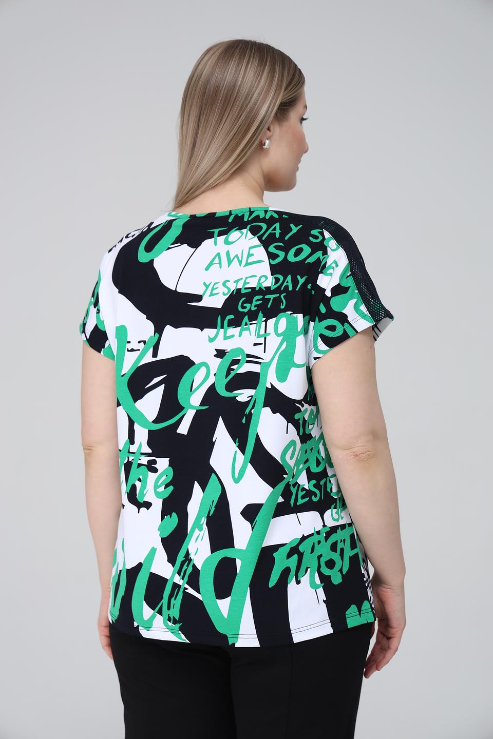 Футболка Doris Streich с принтом, чёрно-зелёная