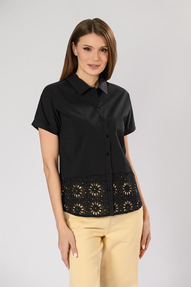 Блуза Leo & Ugo с вышивкой чёрная