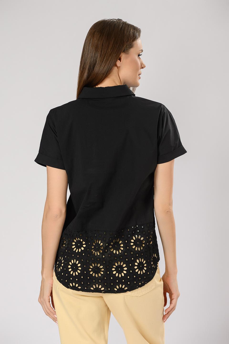 Блуза Leo & Ugo с вышивкой чёрная