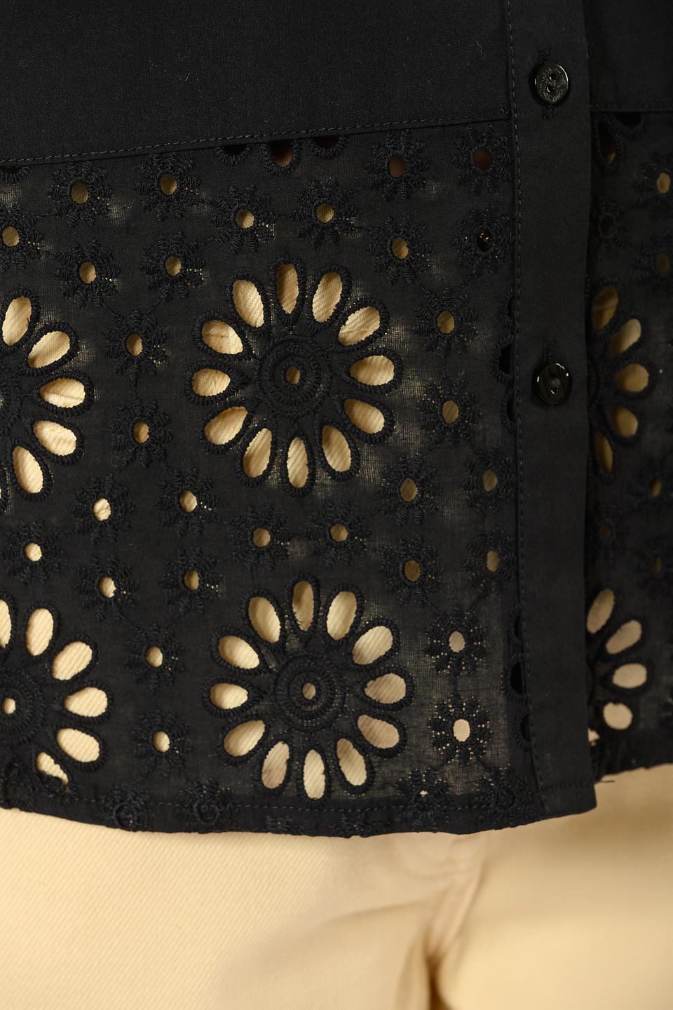 Блуза Leo & Ugo с вышивкой чёрная