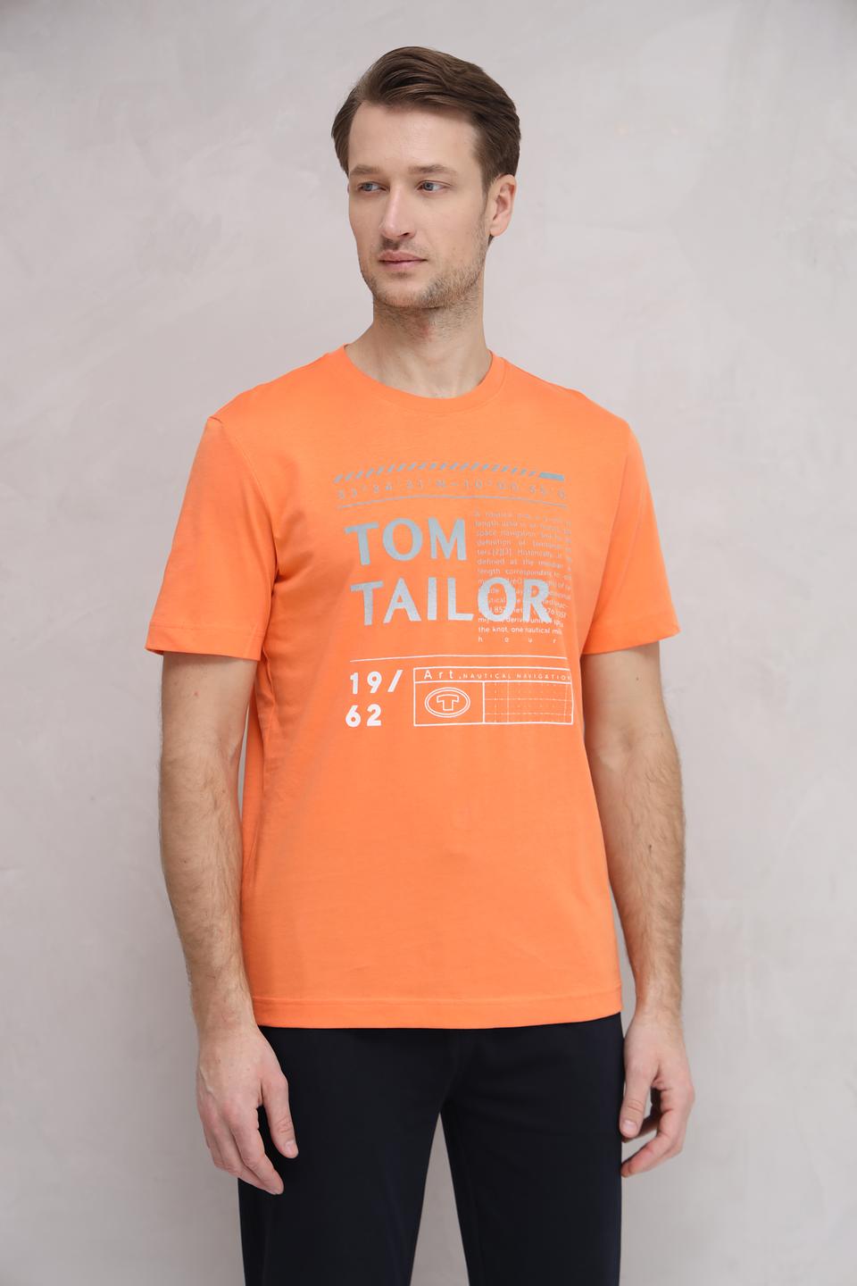 Футболка Tom Tailor оранжевая с логотипом