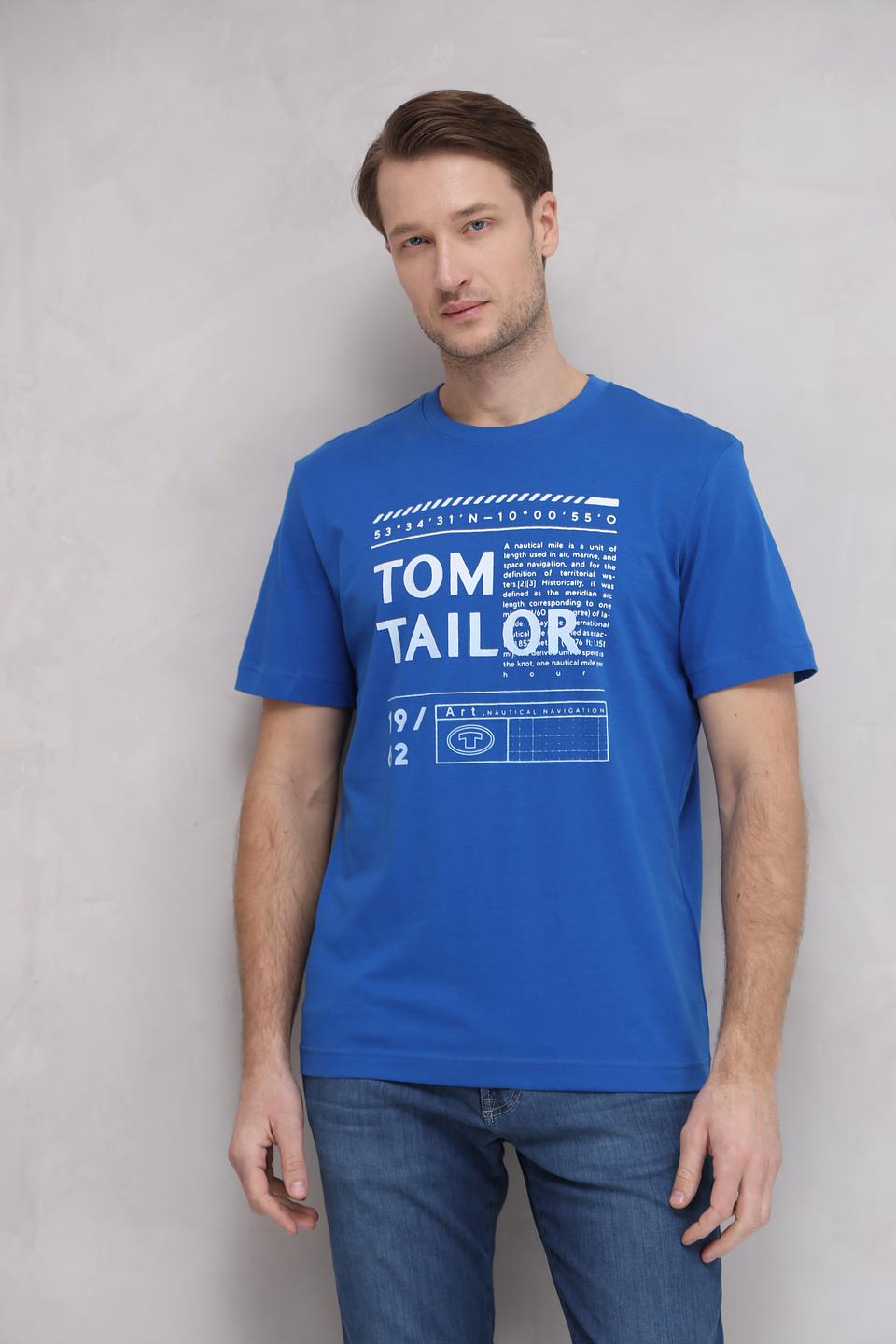 Футболка Tom Tailor синяя с принтом