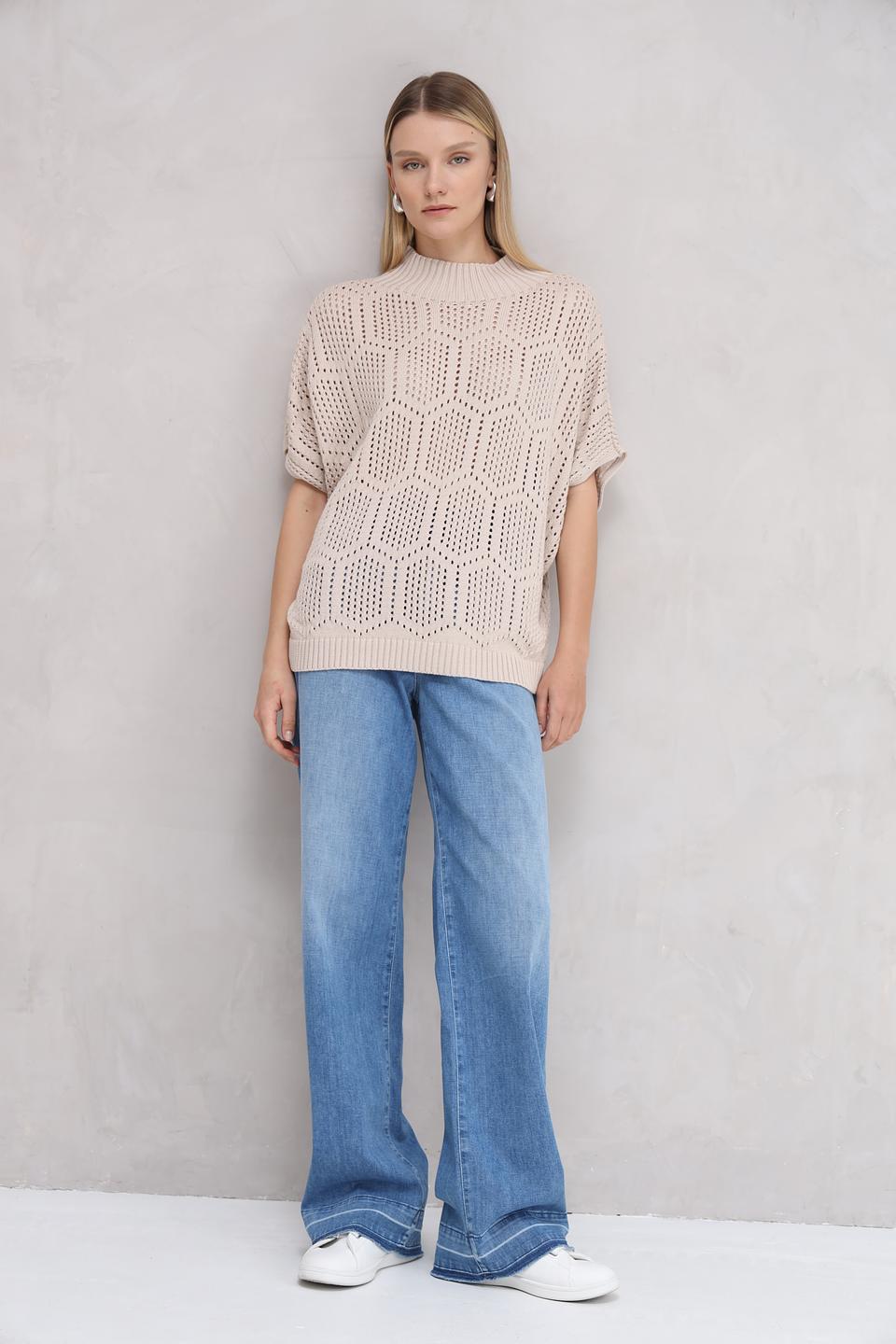 Пуловер More and More с ажурной вязкой бежевый