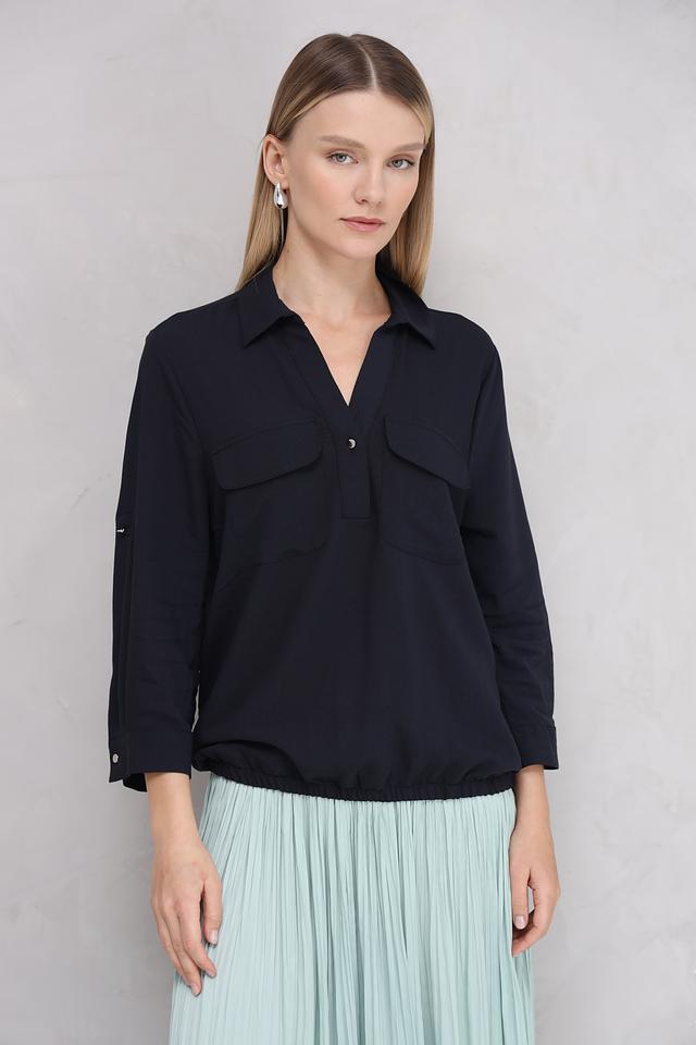 Блуза More and More с карманами черная