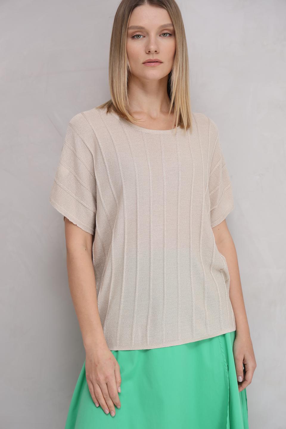 Пуловер Broadway бежевый с вертикальной вязкой