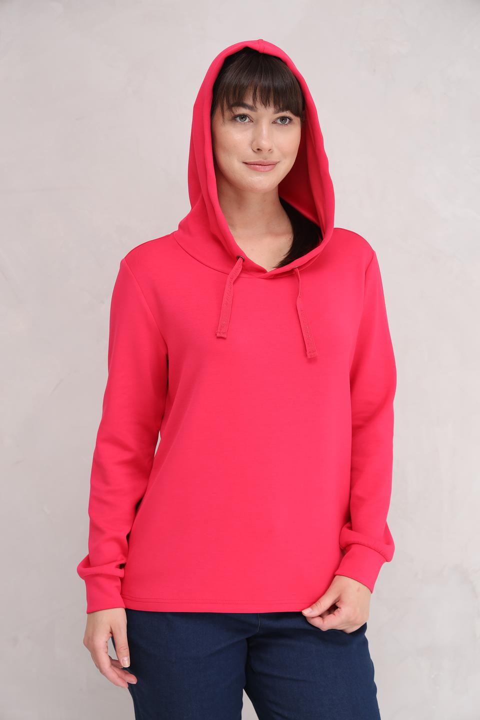 Пуловер Time Zone с капюшоном малиновый