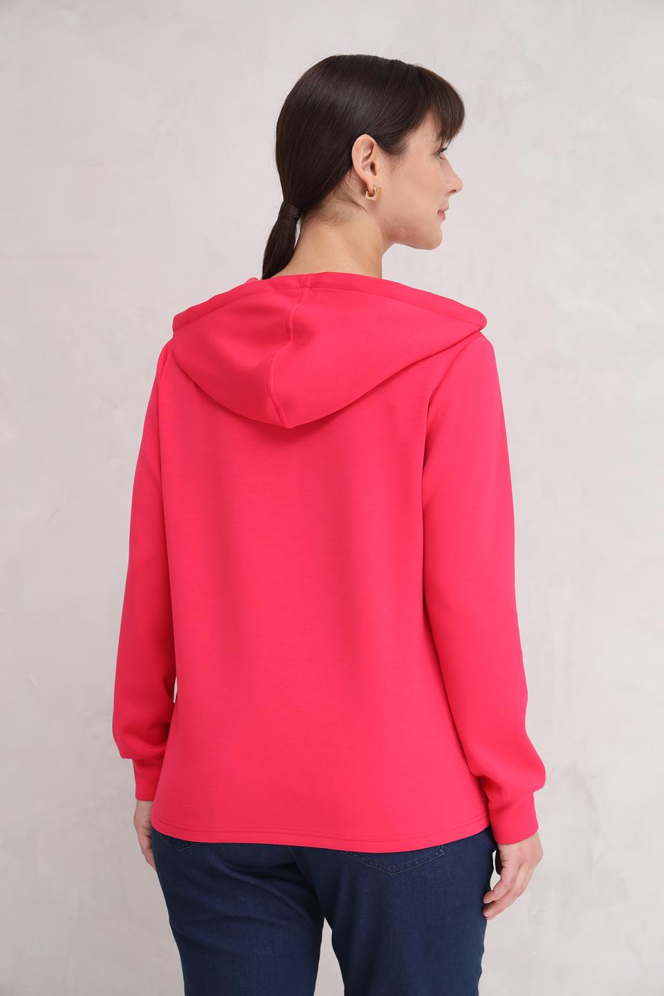 Пуловер Time Zone с капюшоном малиновый