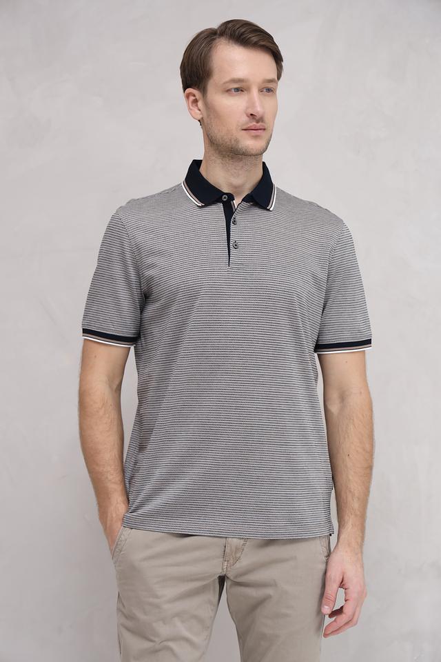 Поло Bugatti в полоску серое