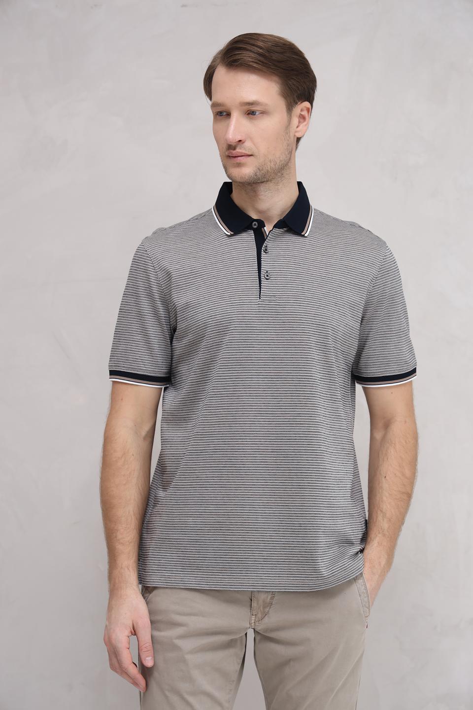 Поло Bugatti в полоску серое