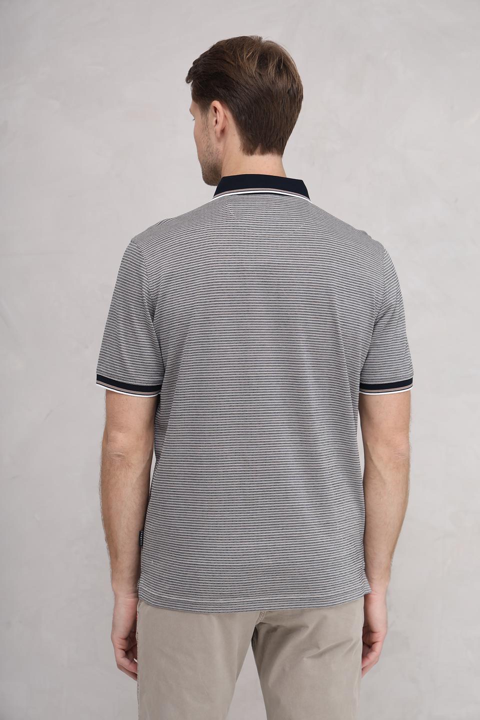 Поло Bugatti в полоску серое