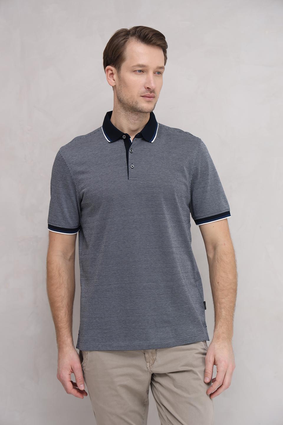 Поло Bugatti в полоску синий