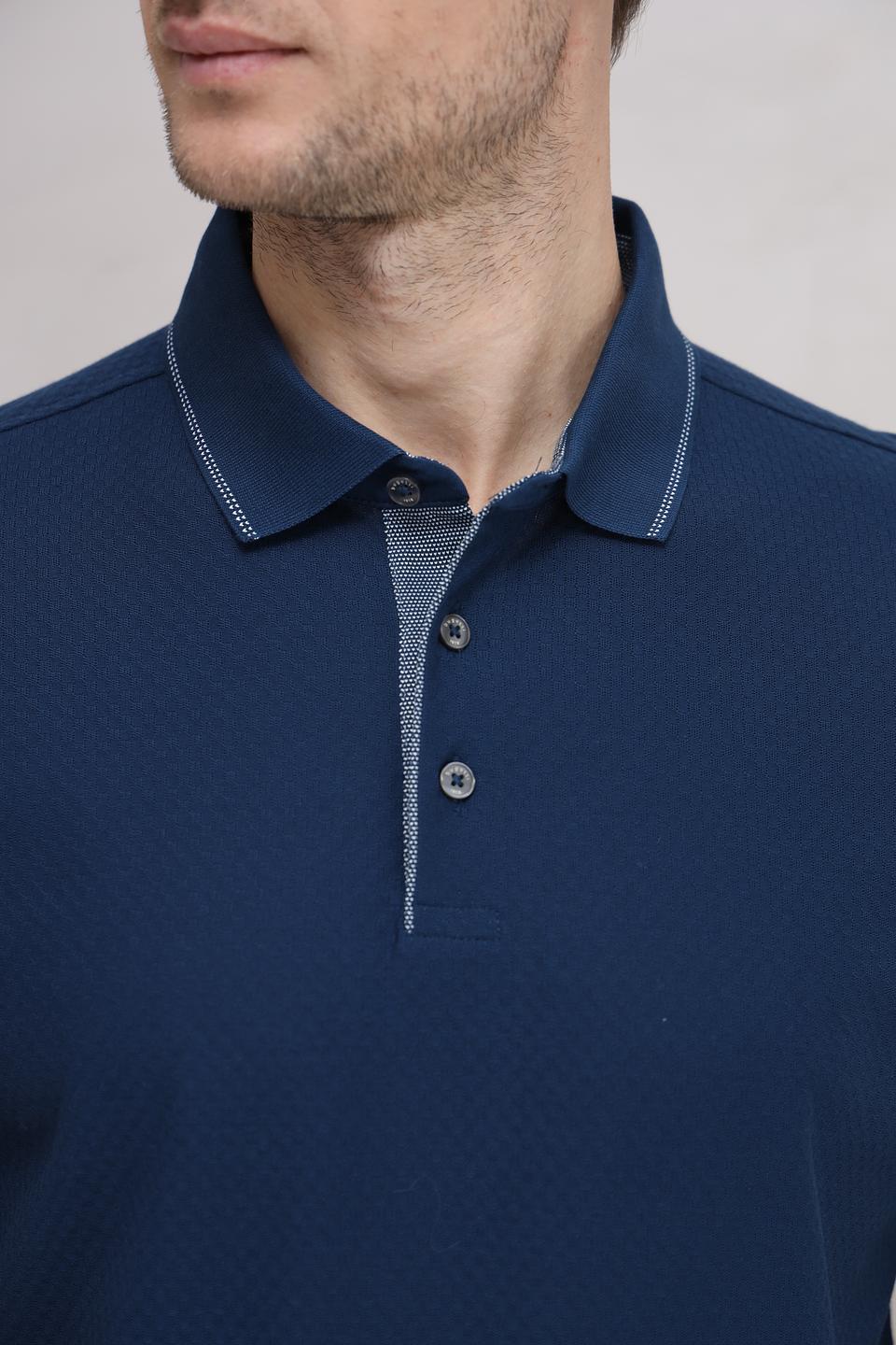 Поло Bugatti темно-синее с отделкой