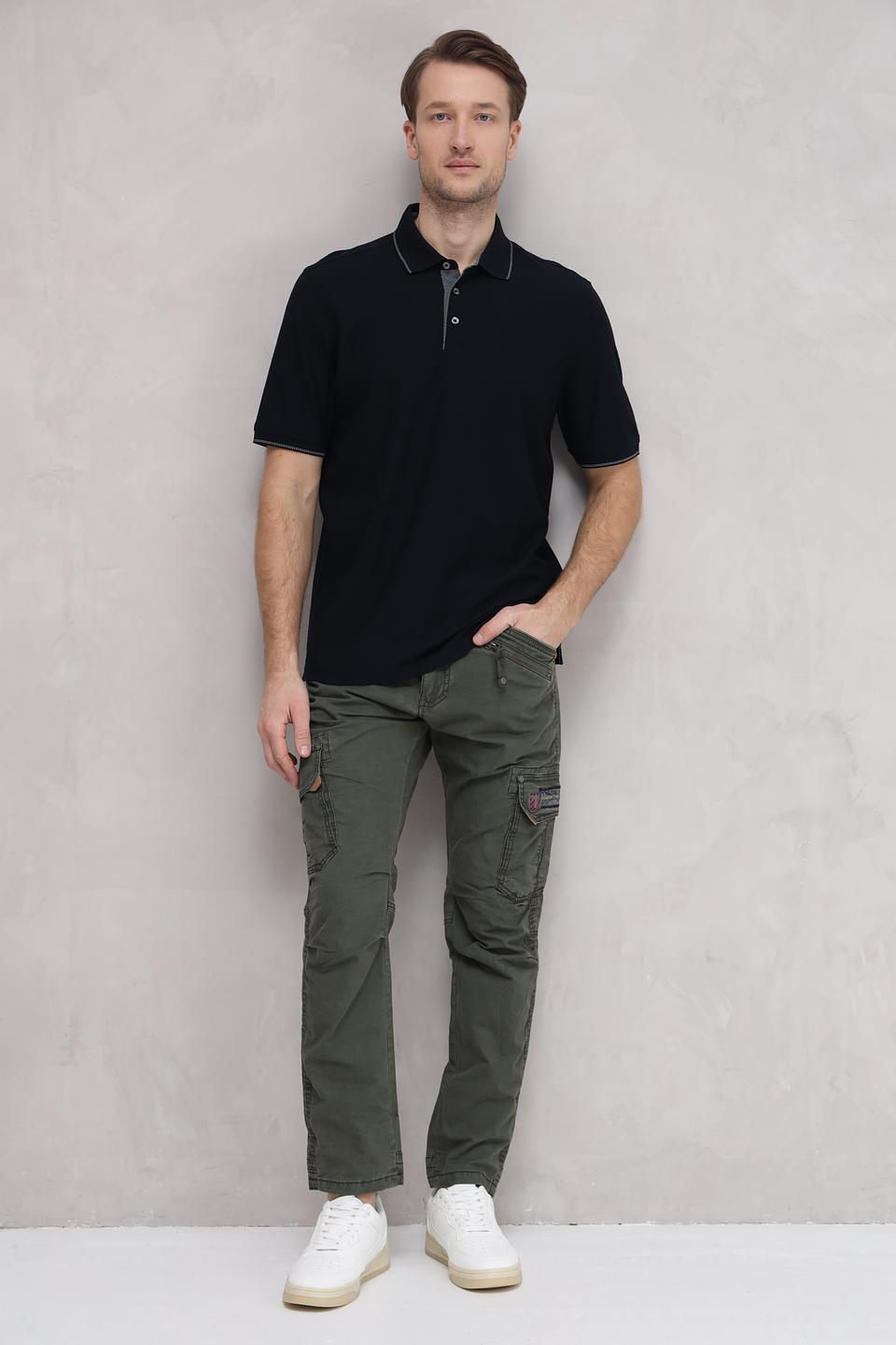 Поло Bugatti чёрный с серым