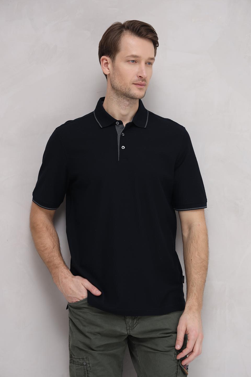 Поло Bugatti чёрный с серым