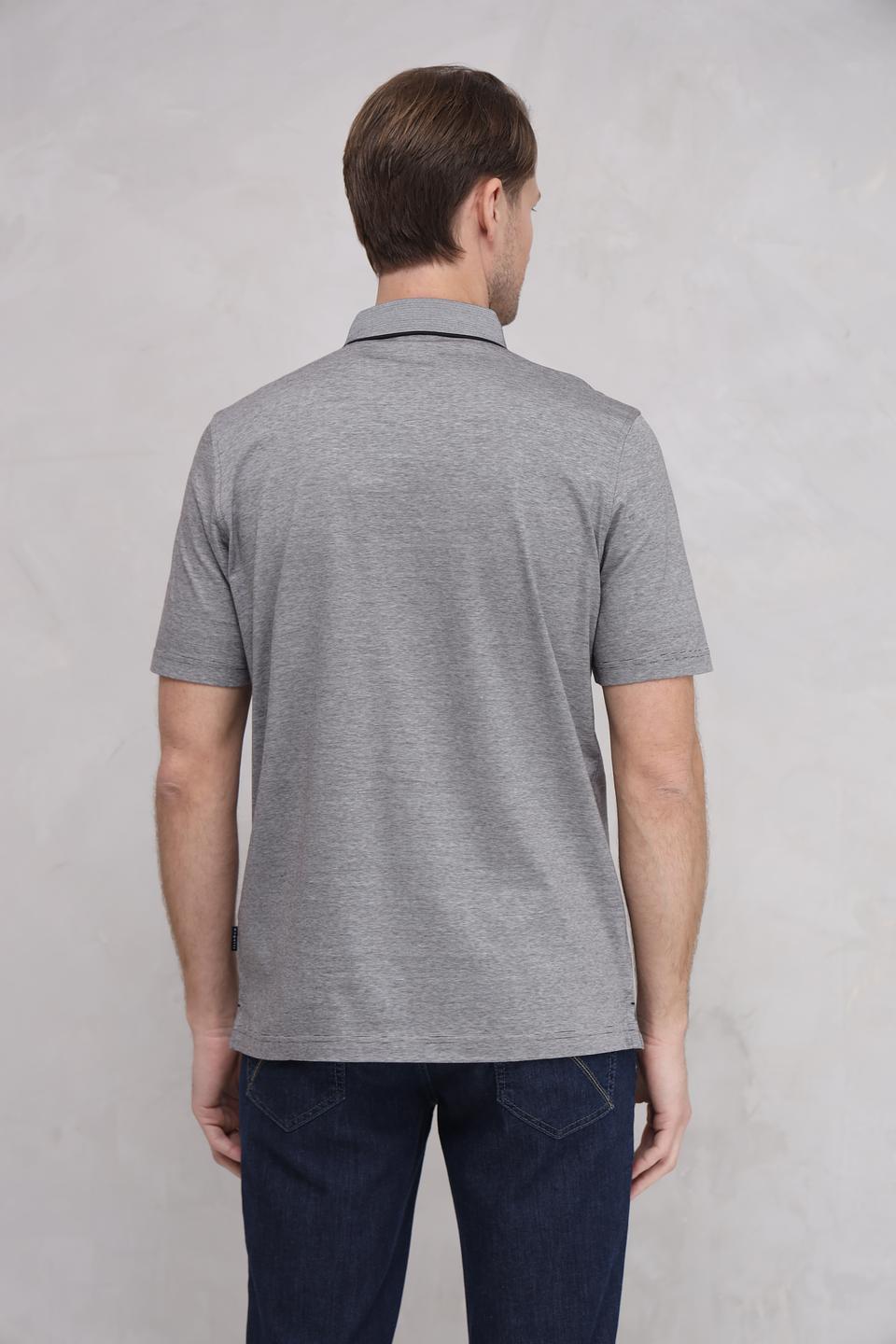 Поло Bugatti серое с полоской