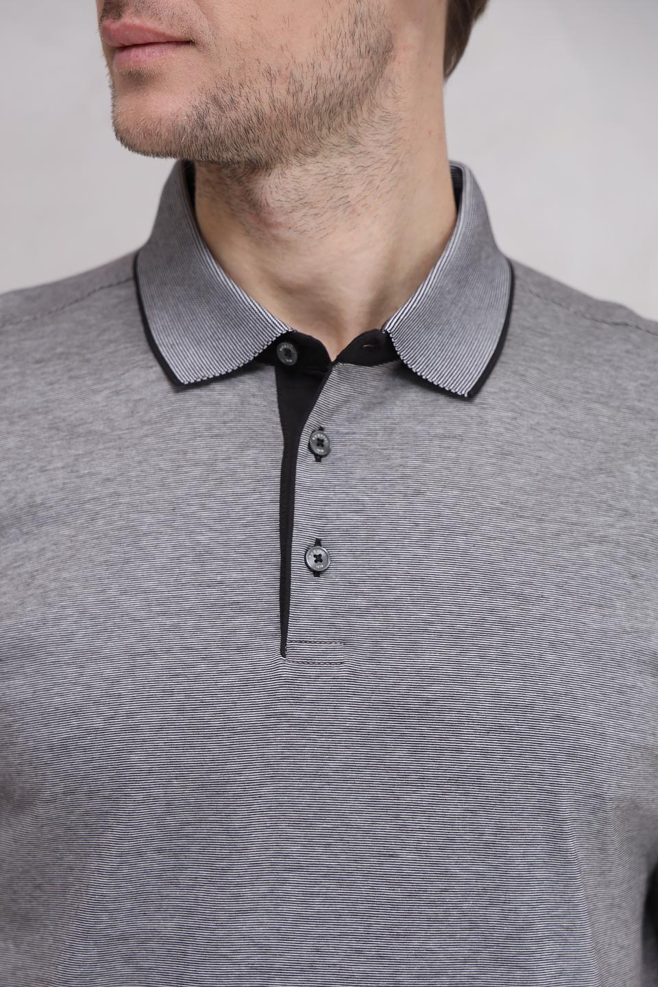 Поло Bugatti серое с полоской