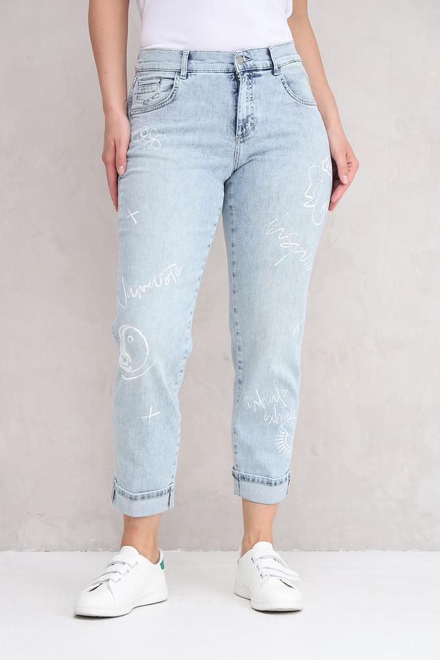 Джинсы Angels с принтом голубые