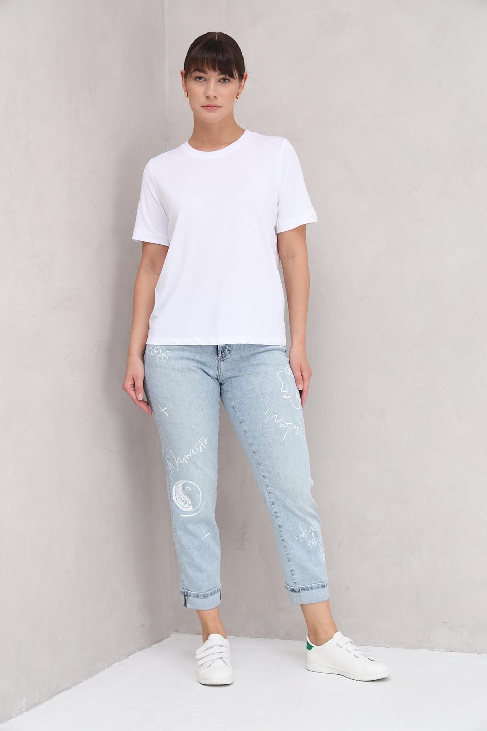 Джинсы Angels с принтом голубые