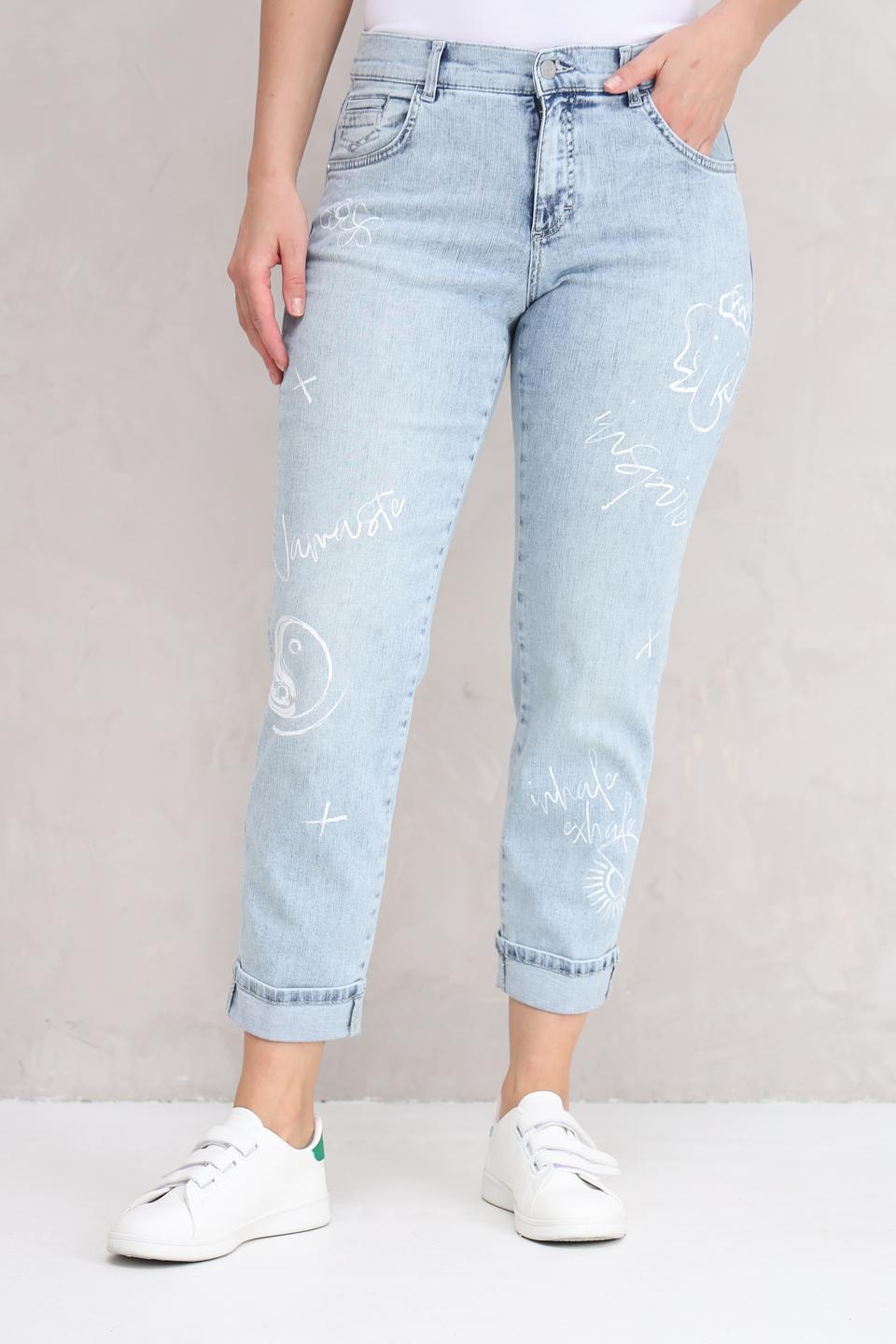 Джинсы Angels с принтом голубые