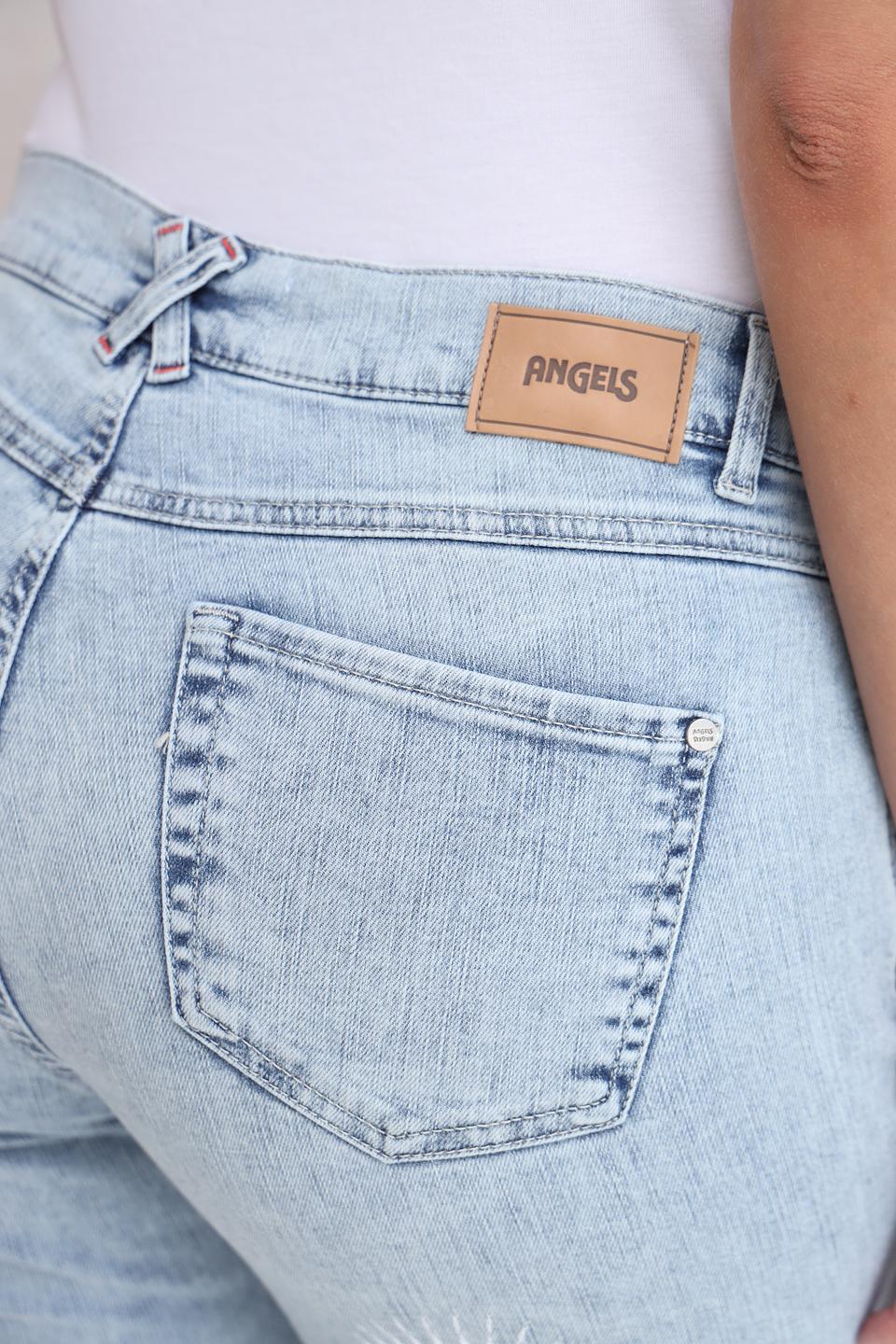 Джинсы Angels с принтом голубые