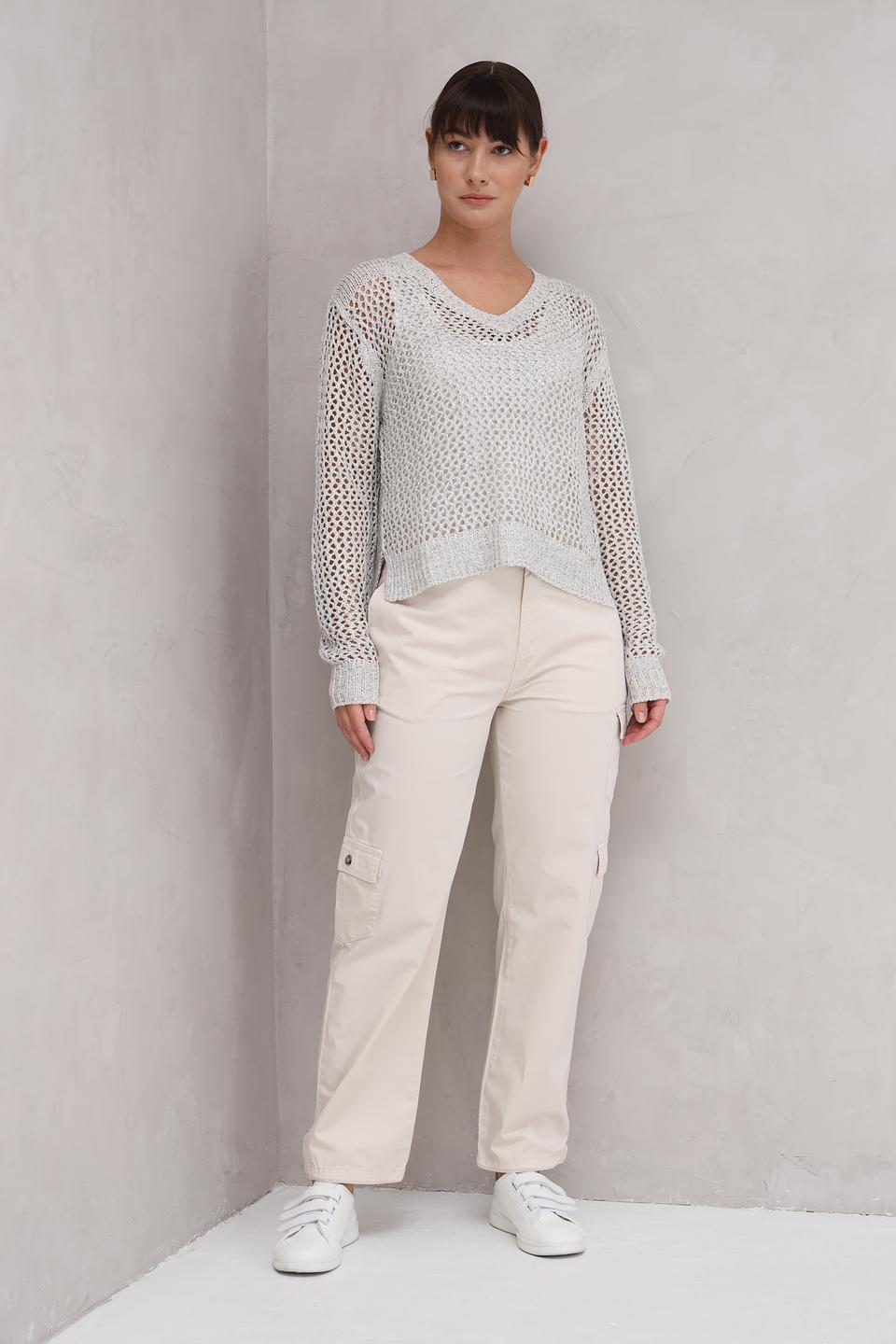 Пуловер Monari светло-серый ажурный