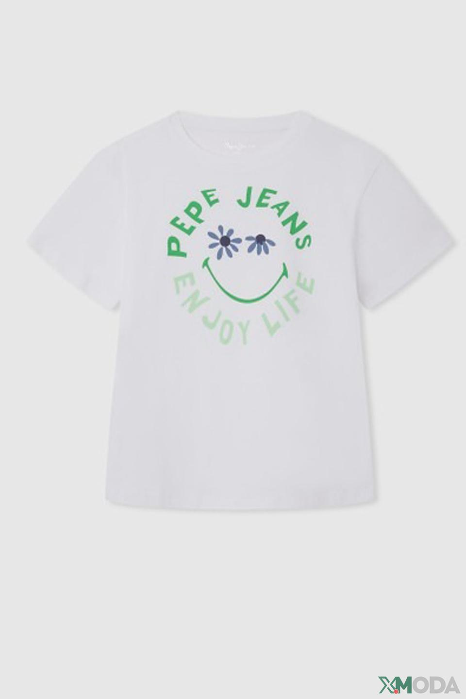 Футболка Pepe Jeans London дев. с принтом белый