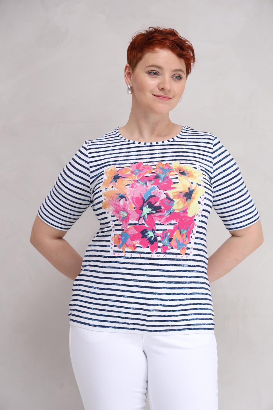 Футболка Rabe collection в полоску с цветами