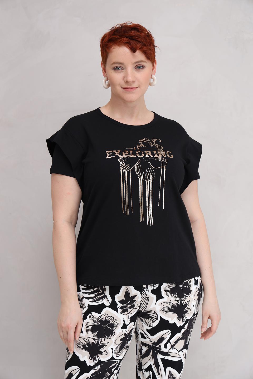 Футболка Lecomte с принтом чёрная