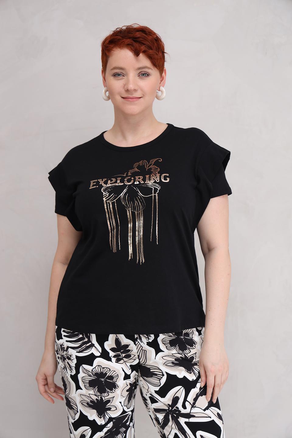 Футболка Lecomte с принтом чёрная