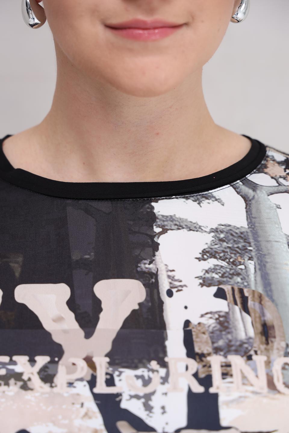 Футболка Lecomte с принтом чёрная