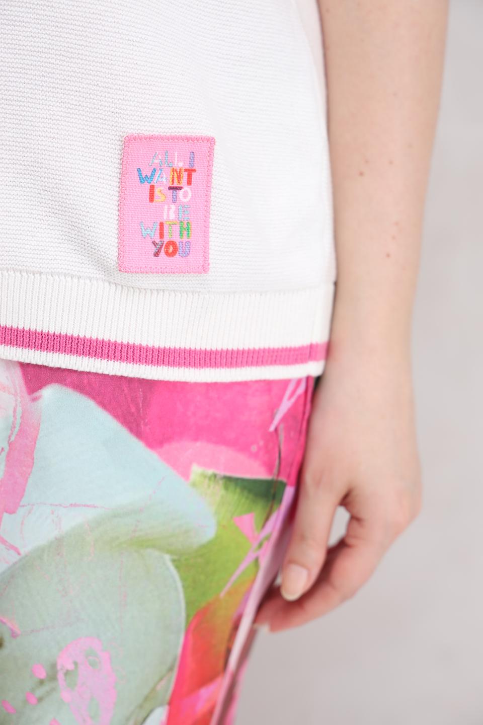 Пуловер Lecomte белый с розовой полосой