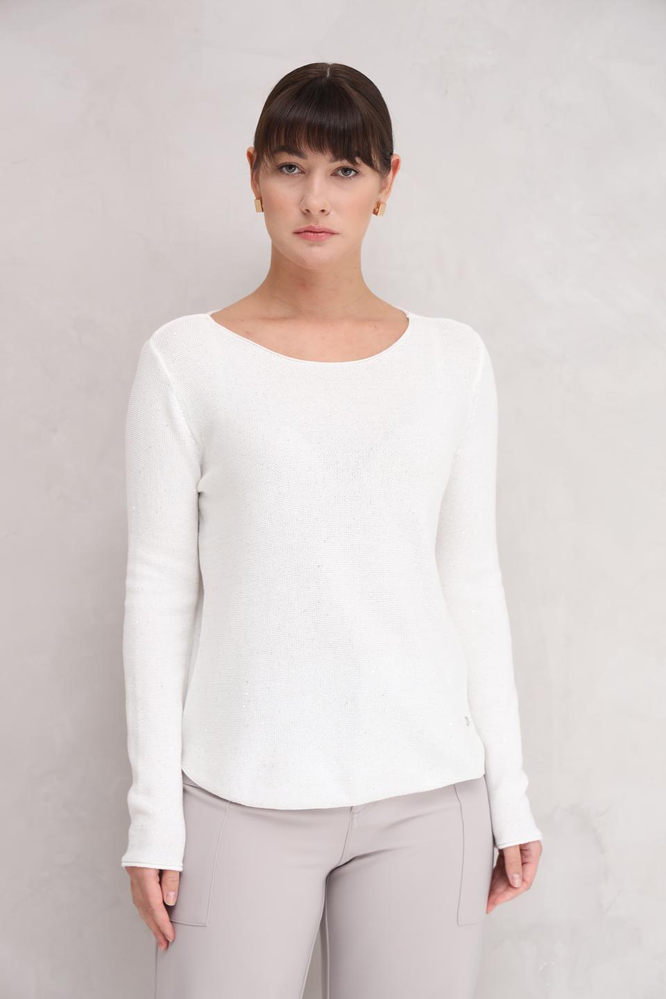 Пуловер Monari белый с вырезом