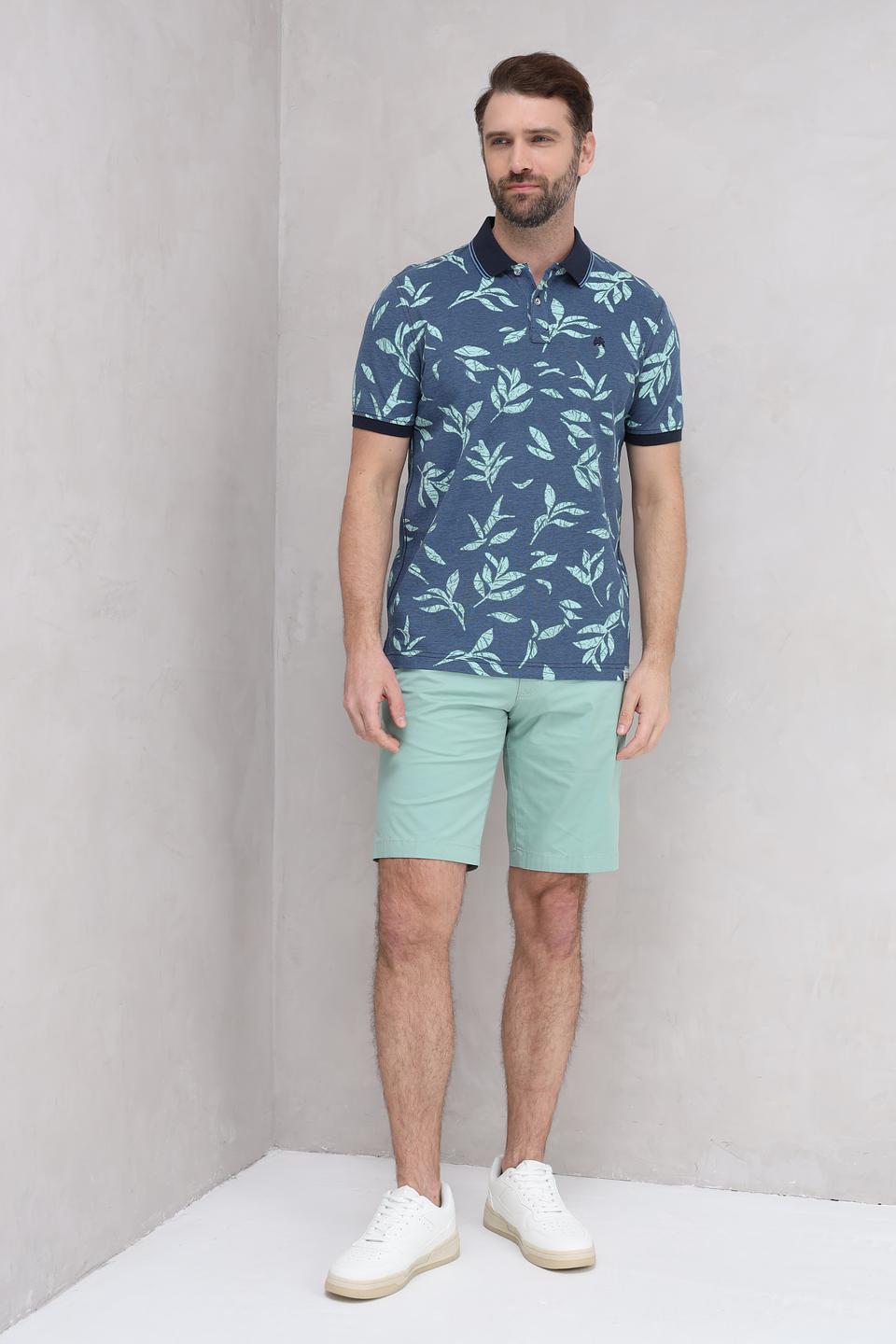 Поло Lerros с принтом листьев синее