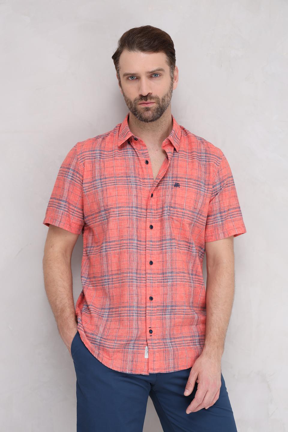 Рубашка кр Lerros клетка оранжевый