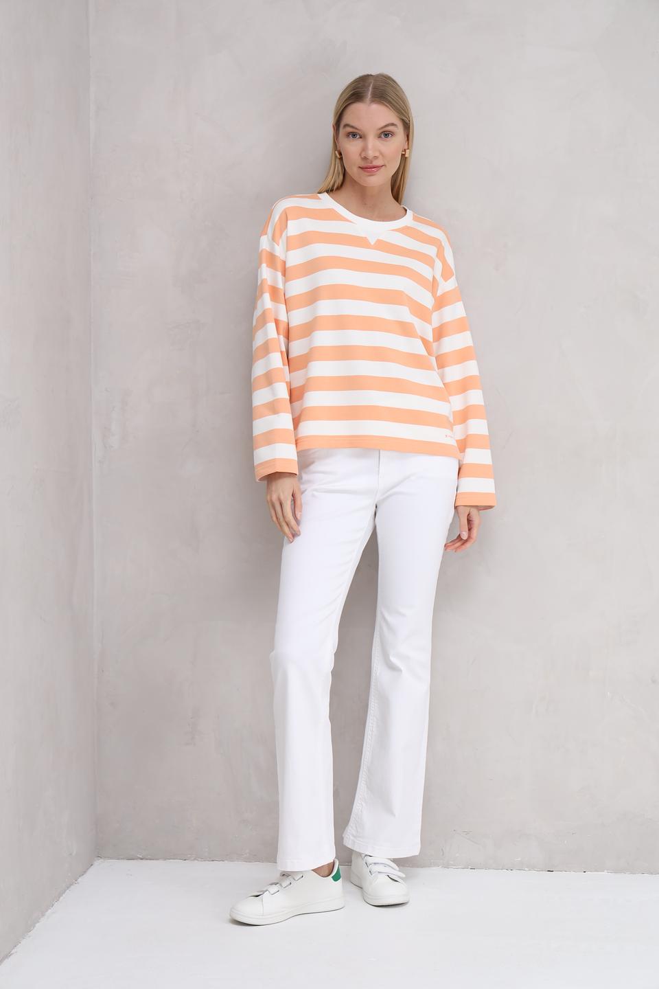 Пуловер Tom Tailor в полоску персиковый