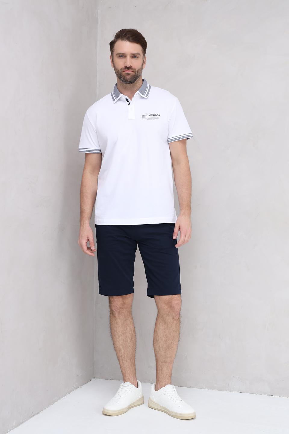 Поло Tom Tailor белый с логотипом