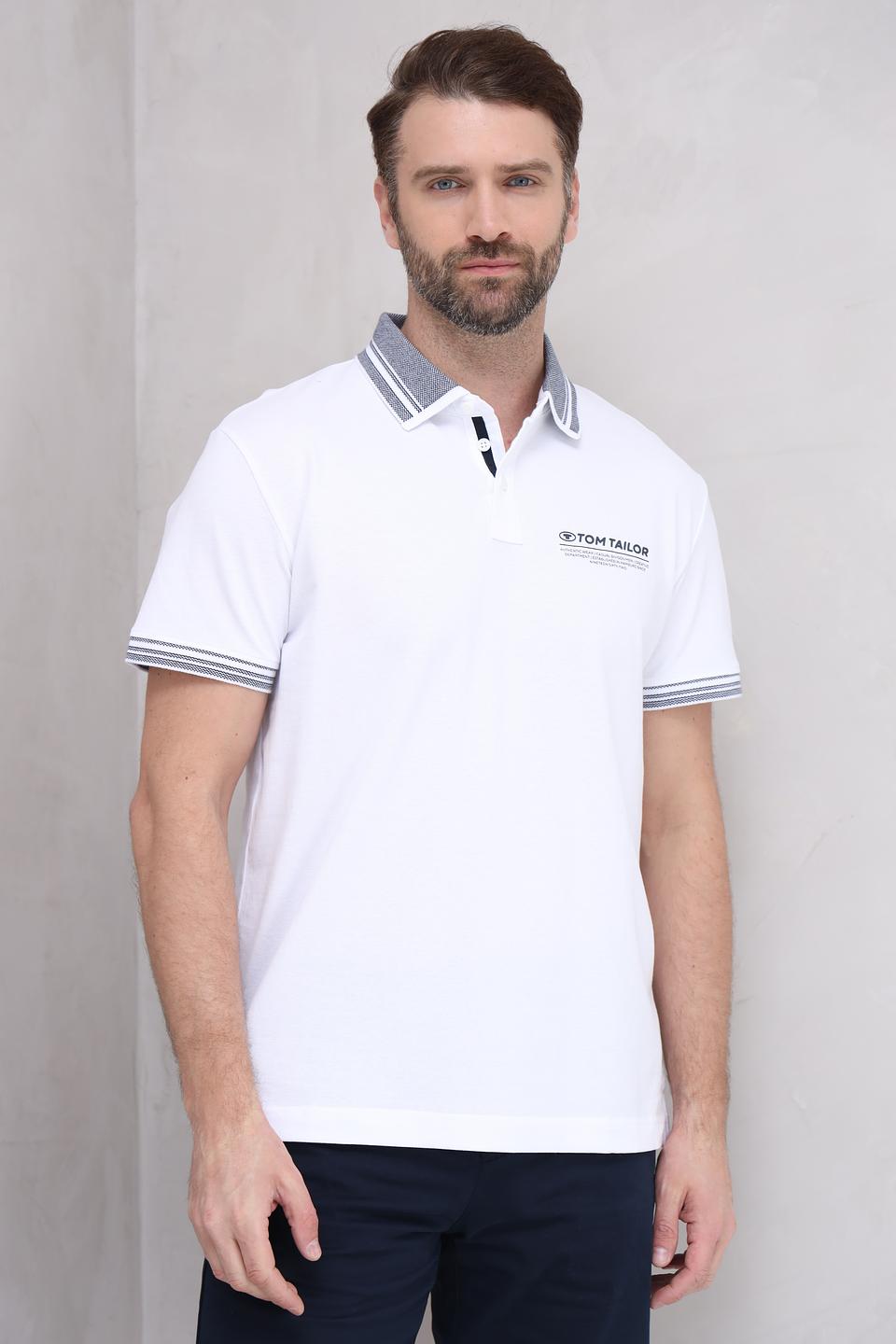 Поло Tom Tailor белый с логотипом