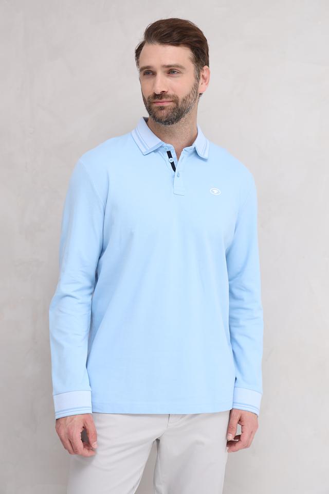 Поло Tom Tailor мужское голубое с длинным рукавом