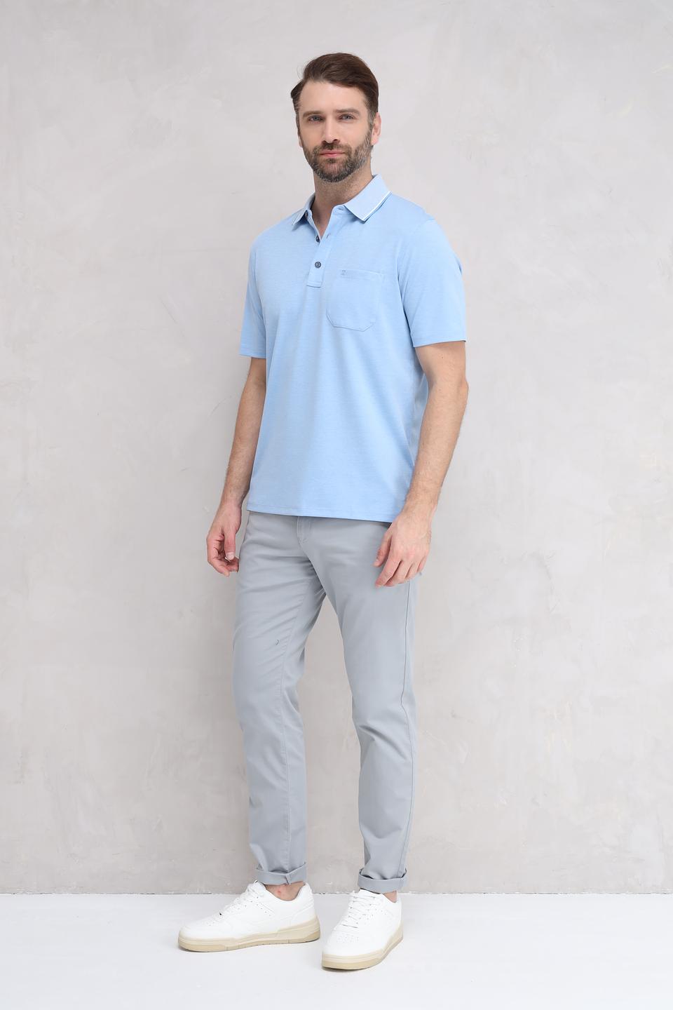 Поло Casa Moda голубое с кантом