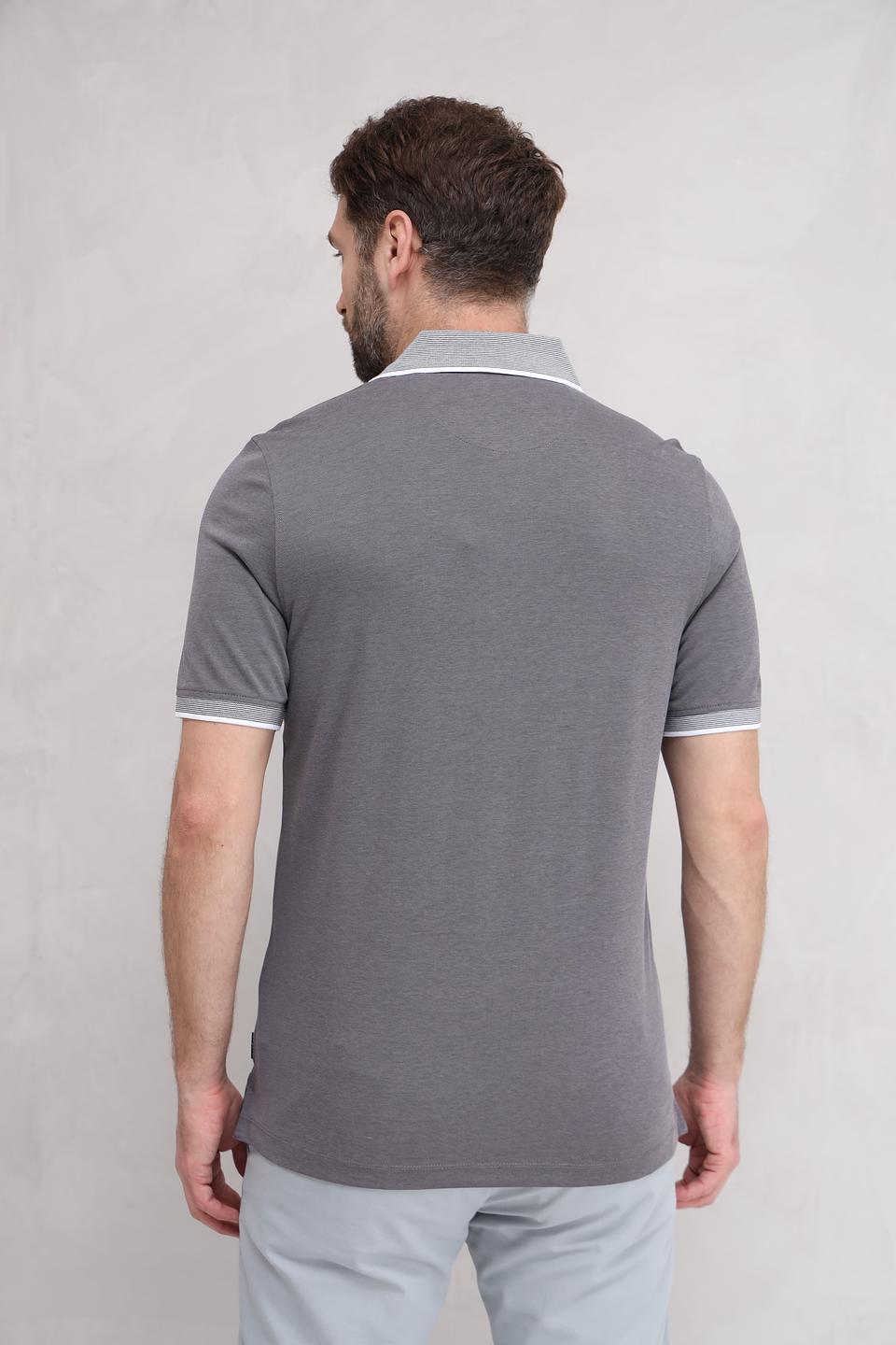 Поло Bugatti серое с белым