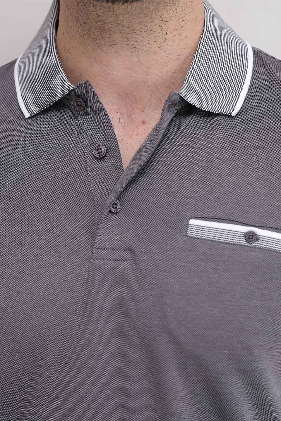 Поло Bugatti серое с белым