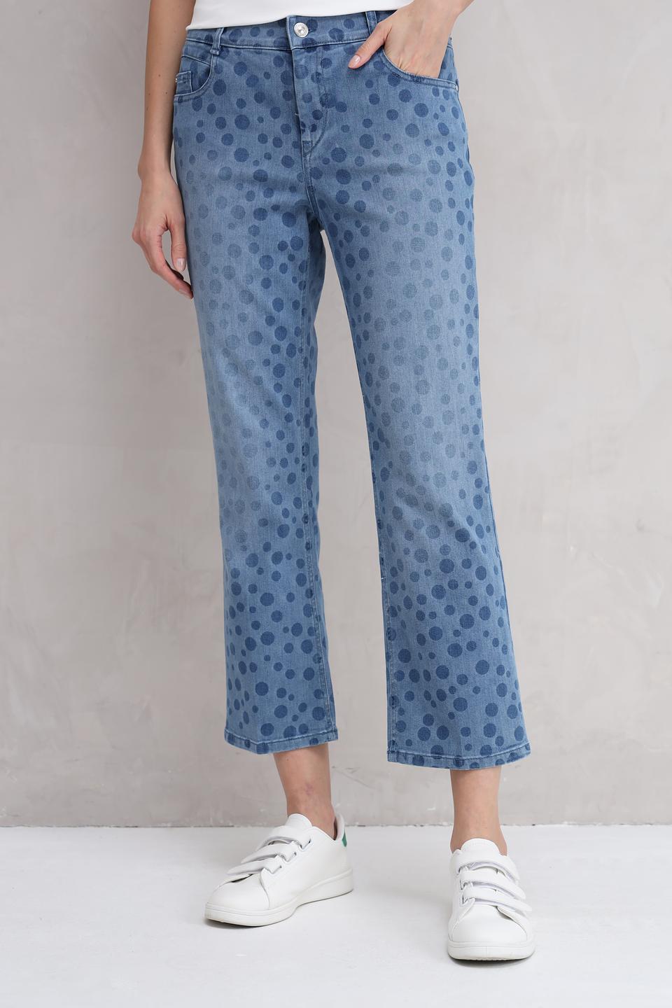 Джинсы Gardeur с принтом в горошек голубой