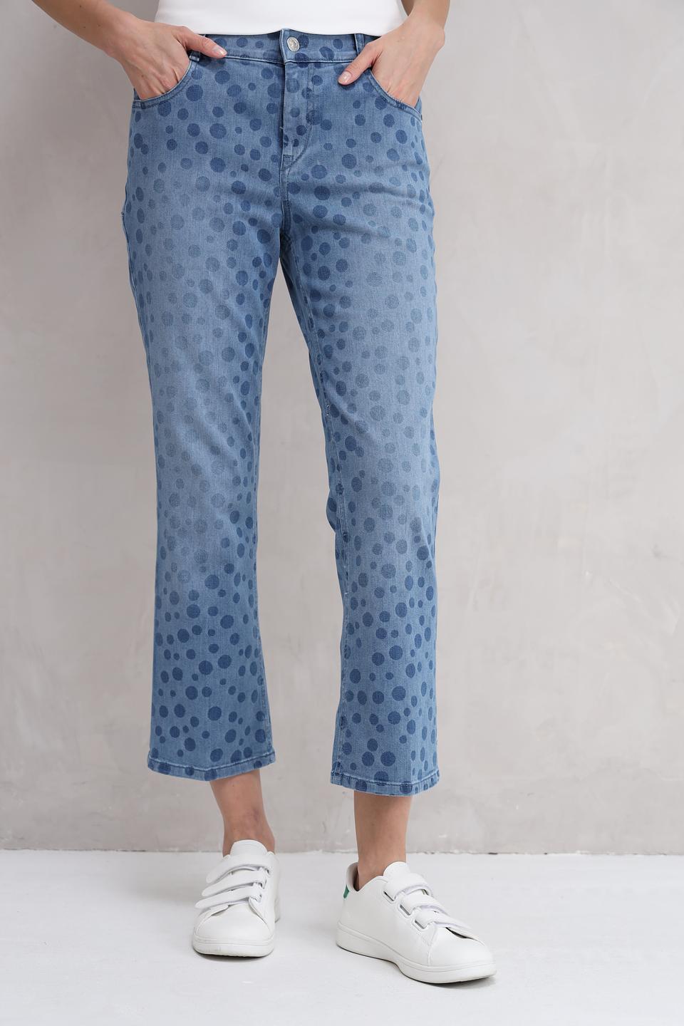 Джинсы Gardeur с принтом в горошек голубой